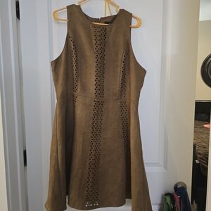 Mossimo Supply Co. Brown Faux Suede Laser-Cut Sleeveless Dress